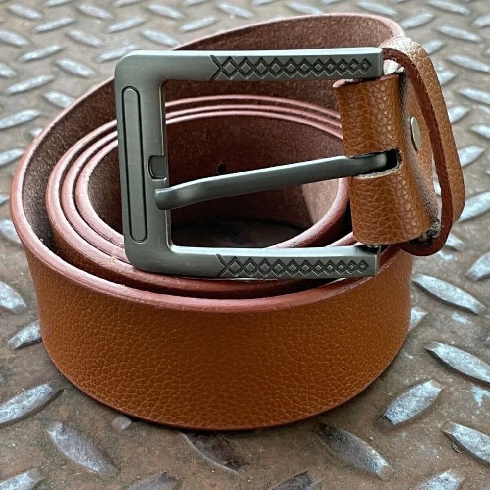 Handmade waistband Brown Genuine Leather Belt Pin Buckle Size 41-42 inches